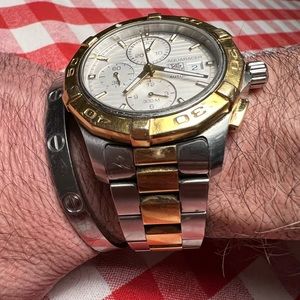 2012 Dual Tone Tag Heuer Aquaracer WAY1511 18K and Stainless.